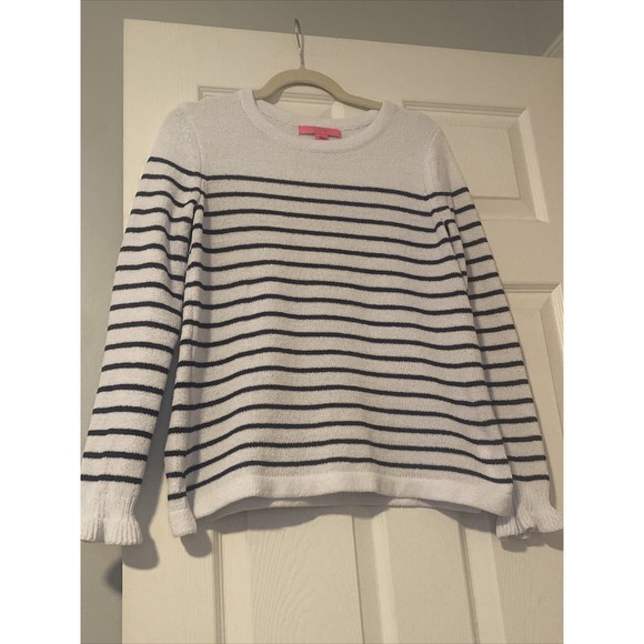 Lilly Pulitzer Sweaters - Lilly Pulitzer Sweater Soft Fuzzy Black Stripe Size Small Black White Winter